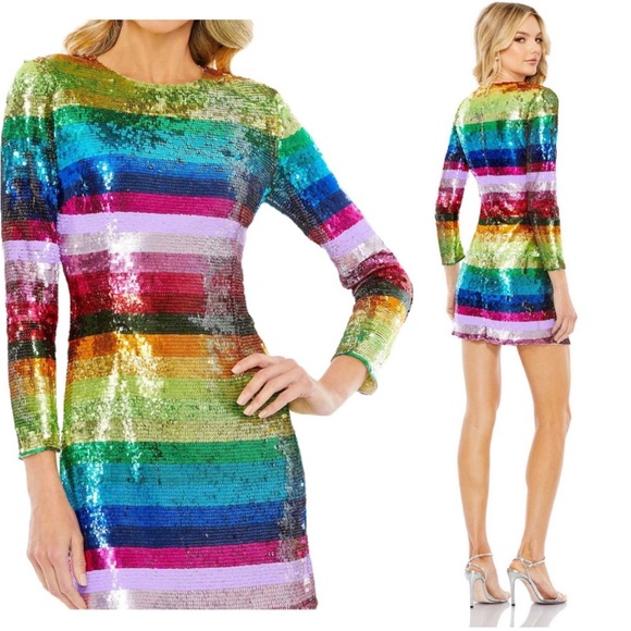 NWT Mac Duggal Sequin Rainbow Dress size 10 - Picture 1 of 17